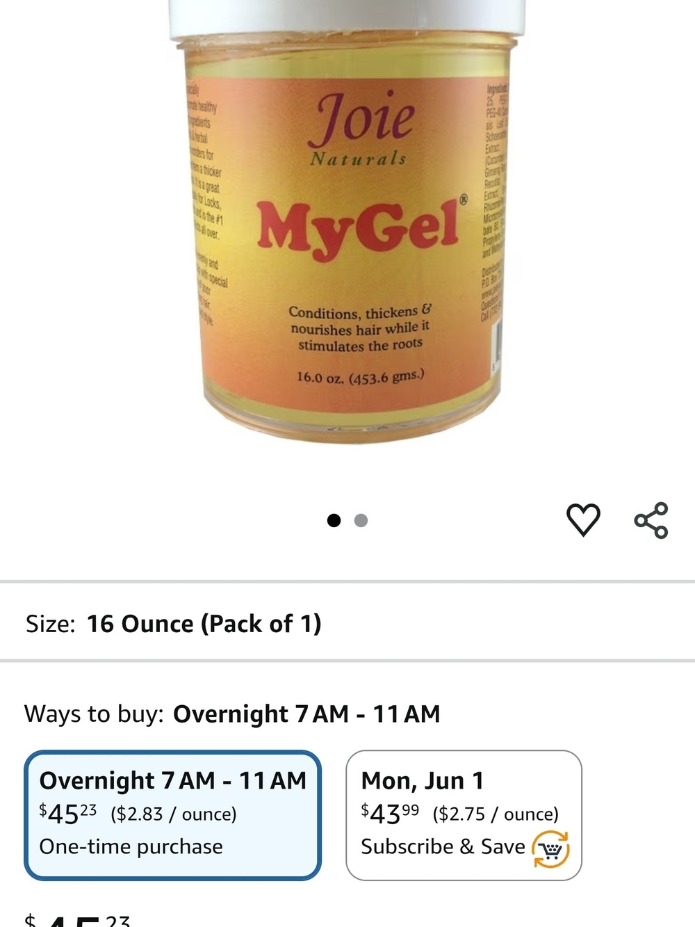 Joie Naturals MyGel Hair Gel - Yellow & Pink Label - Picture 5 of 5